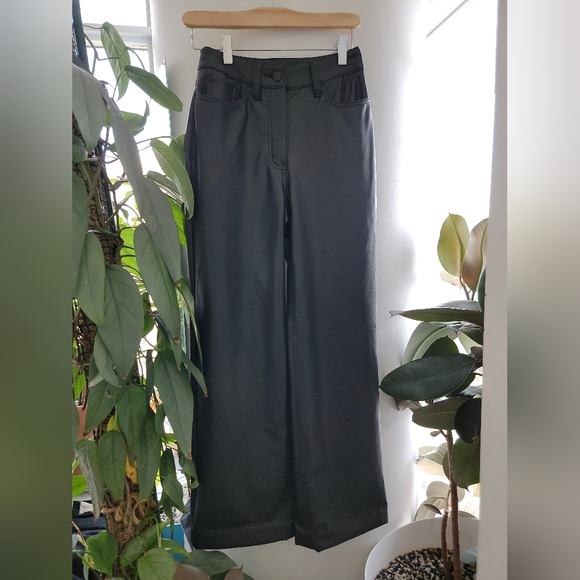 High Waisted Faux Leather Wide Leg Pants - Picture 2 of 4
